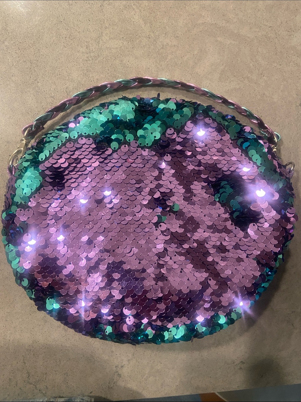 Ty Sequin Owl Hand Bag in Purple & Teal - Picture 3 of 4